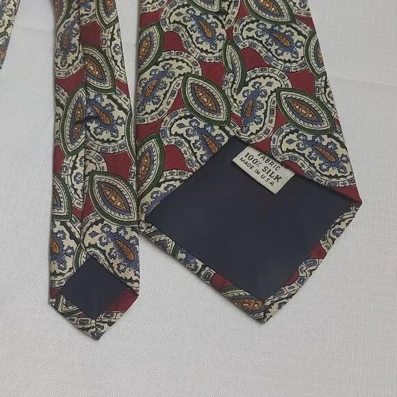 Vintage Meeting Street Multicolor Paisley Print Silk Necktie Men's Tie - Picture 3 of 6